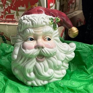 Santa Bell Ornament Blue Eyes